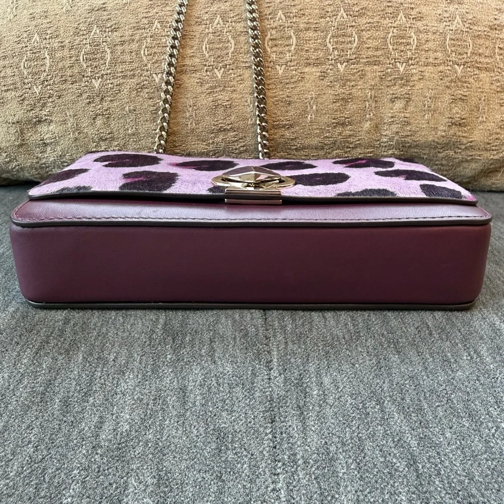 ✔️Kate Spade Nicola Purple Leopard Print Leather & Calf Hair Crossbody Bag